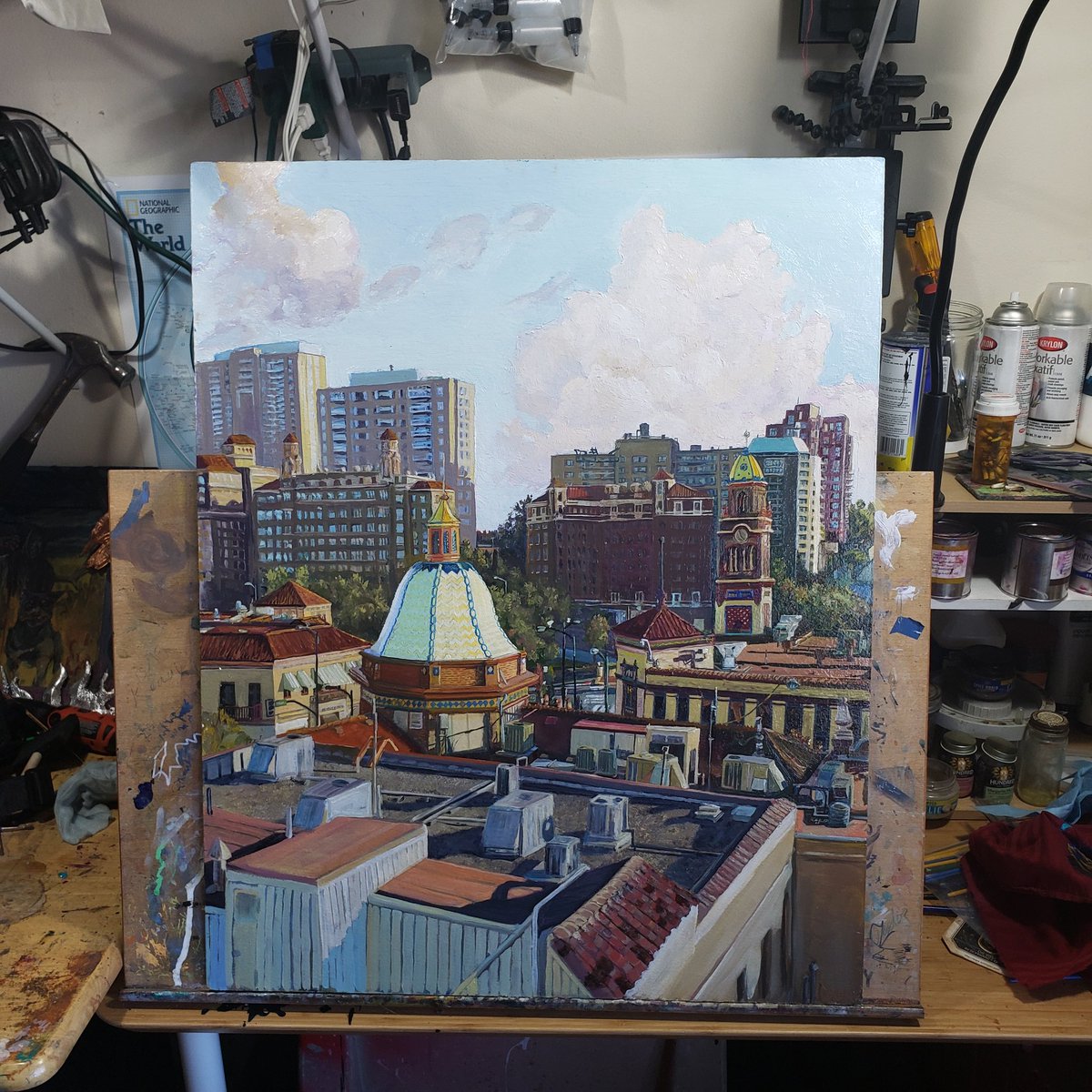 carnalart's tweet photo. My daily walks in 2020 took me through through the Plaza KCMO and by this spot where I took several reference shots from atop a parking garage. I painted this 24x30 oil painting of that veiw.
It will be at the Jones Gallery through January if you would like to see it. Later 2020 https://t.co/JV7K9Wfyli