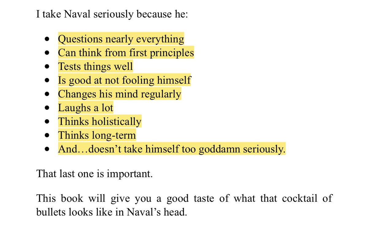 “I take Naval seriously because he:”