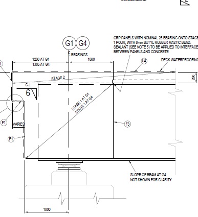 How do we separate the deck and abutments? They become physically separate concrete sections; and the deck sits on the abutments using bearings. Bearings connect the deck to abutments, transfer the loads, and allow movement. Photo 2 shows gap between deck & abutment from below