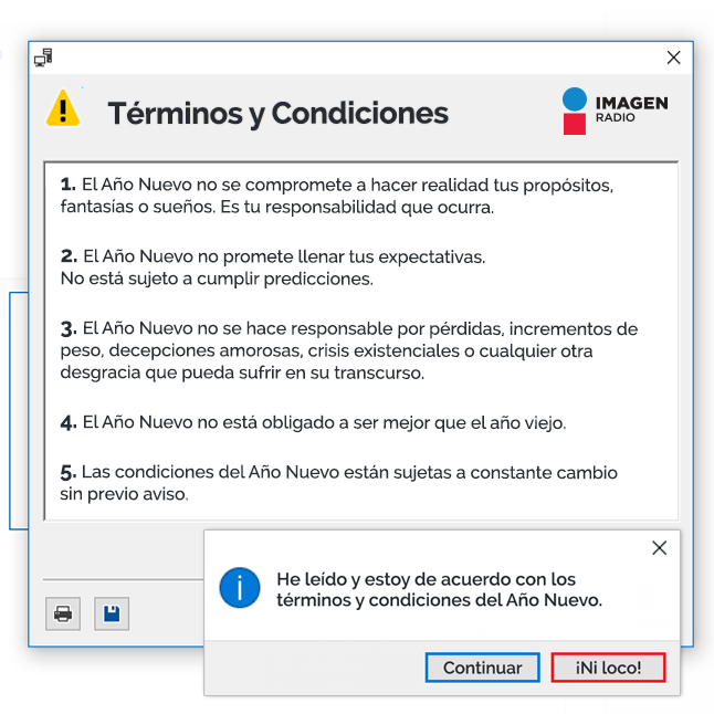 Imagen_Mx's tweet photo. 😳😲 Así sería si tuviéramos que conocer los términos y condiciones del #AñoNuevo antes de aceptarlos 👇 https://t.co/cmyqkbF8V5