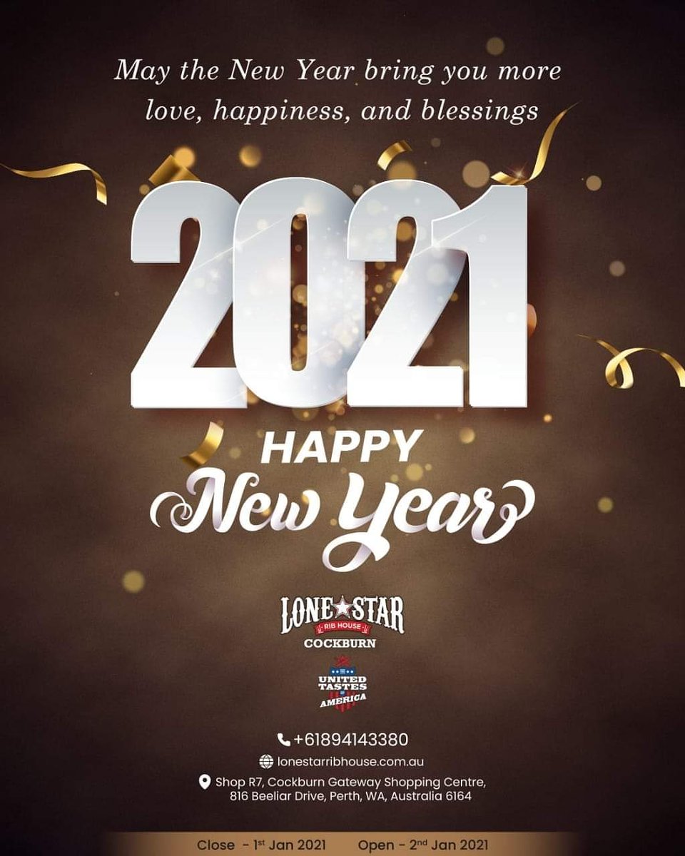 Without you, our success wouldn’t have been possible.
Wish you a Happy new year 2021.
We are closed on 01/01/2021
#lonestar  #Lonestarribhouse  #lonestarbeer #newyear2021