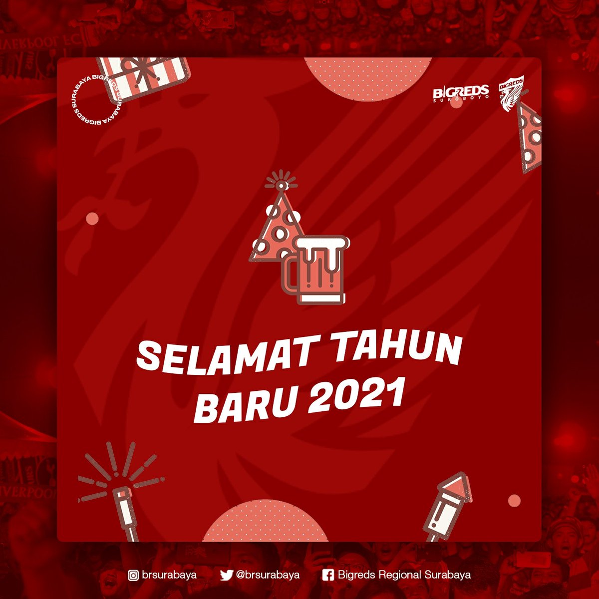 BRSurabaya's tweet photo. Selamat Tahun Baru 2021 rek!
Semoga selalu diberi kesehatan dan kesuksesan untuk kita semua, LFC bisa berprestasi lagi dan semoga tahun ini kita bisa nobar reguler lagi. Aamiin
#2021 #happynewyear2021 #NewYear2021 #anakbigreds #BRSUB #SCOUSEROBOYO #LFC #kgmi #YNWA https://t.co/pBxDxy3hPR
