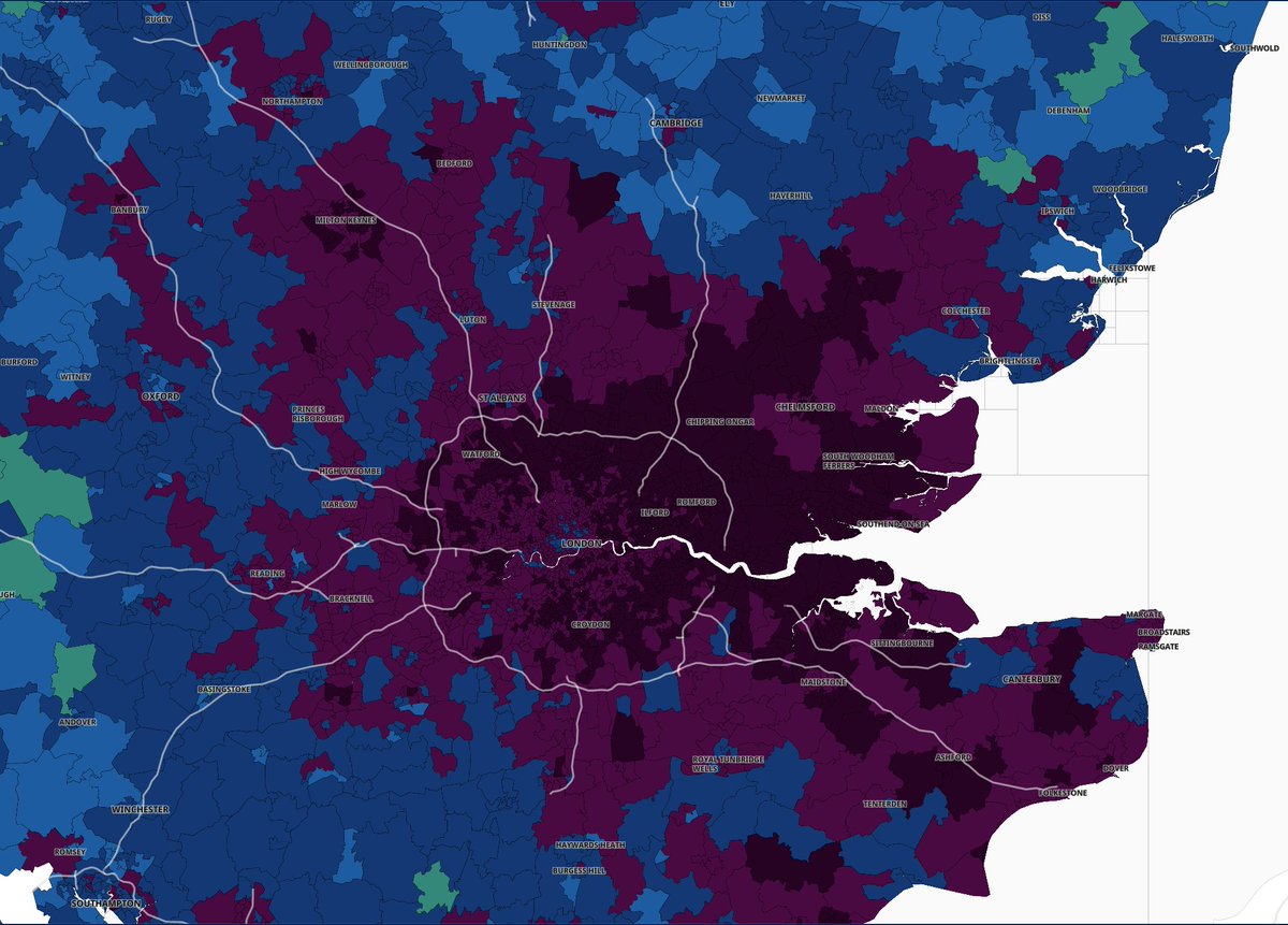 Things are a good deal worse in many parts of London and Essex, however.  https://coronavirus.data.gov.uk/details/interactive-map