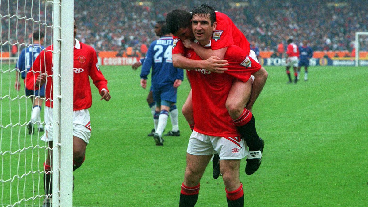  14th May 1994 FA CupCantona started the 2nd half battering of Chelsea by scoring two penalties in the space of 6 minutes, followed by goals from Mark Hughes and Brian McClair, a fitting 4-0 victory! Sir Alex's first domestic double with United.9/38