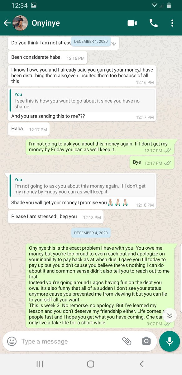 Then she tells me to be considerate December 5th, she comes and says I'll get my money in 2 hours lmao but 2 days later still nothing 