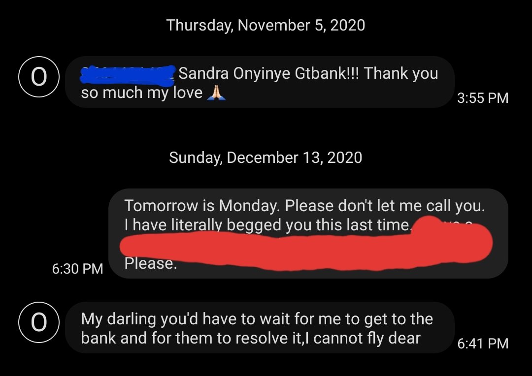 December 13th, see what she said (first frame) December 15th, she finally makes it to the bank according to her but it looks like she slept there 