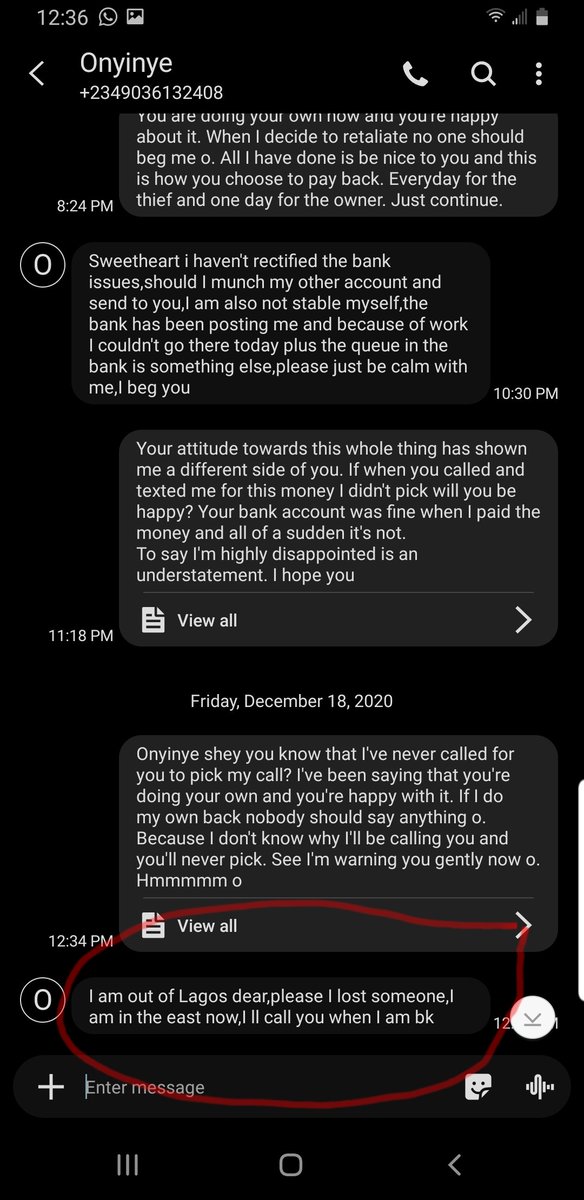 December 16th, she said queue in the bank was something else.December 18th, she said she's in the east cause someone died & she will call when she gets back   meanwhile she was on IG advertising her new bone straight hair in Lagos 