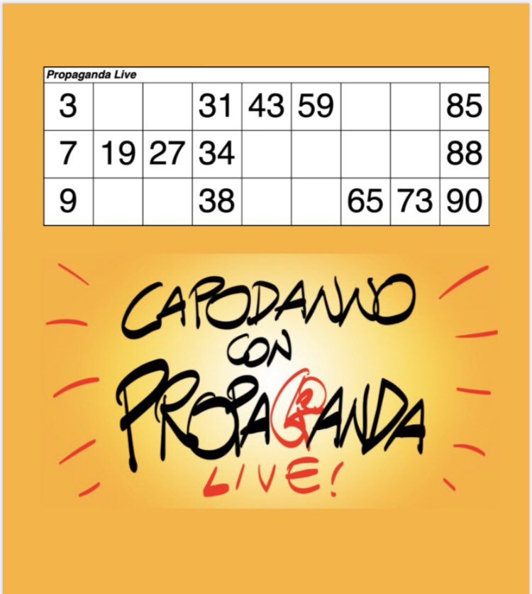pedeliento's tweet photo. Il 2020 è stato un anno così piatto che la #propagandatombola di capodanno potrebbe essere potenzialmente la cosa più vicina al divertimento degli ultimi 366 giorni. #propagandalive https://t.co/kD8IFnaTCw