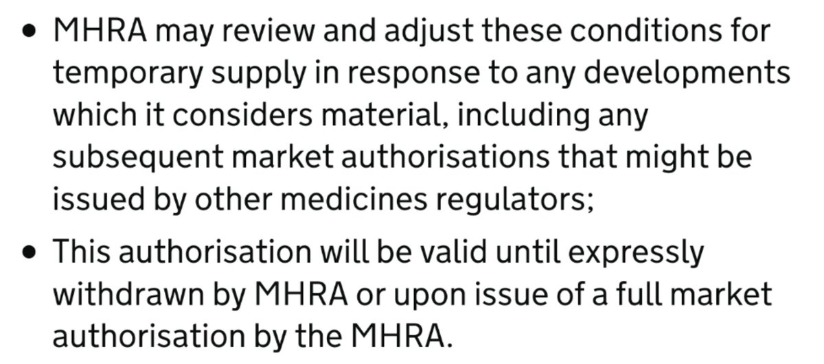 It looks like  @MHRAgovuk reserves the right to vary the conditions, but if it does then surely it needs to issue a new authorisation - else who is  #liable? Whither  #accountability?