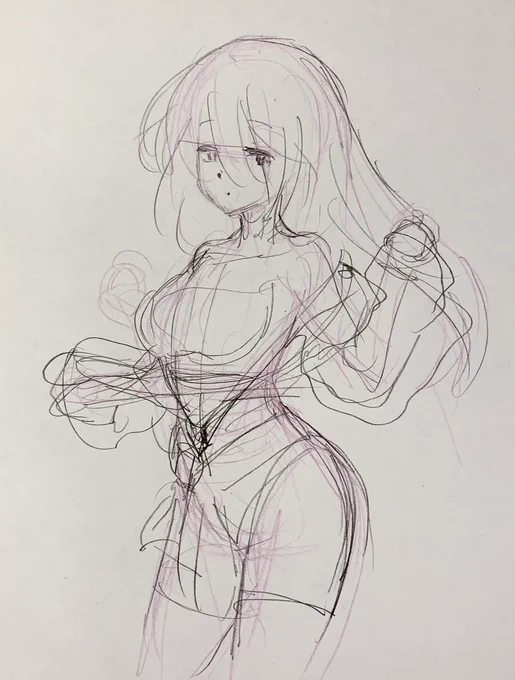 大ラフ→下描きです 