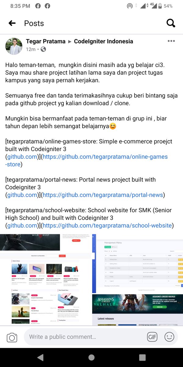 codingfess's tweet image. Haloo, saya mau share project, semoga bisa membantu kalian belajar di tahun 2021 yaa. Link ada di foto. Code;