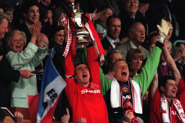  11th May 1996 FA CupThe Double Double. Cantona inspired a young United to domestic champions and now inspired a 1-0 win over fierce rivals Liverpool, scoring the only goal as United complete a 2nd league and cup double!12/38