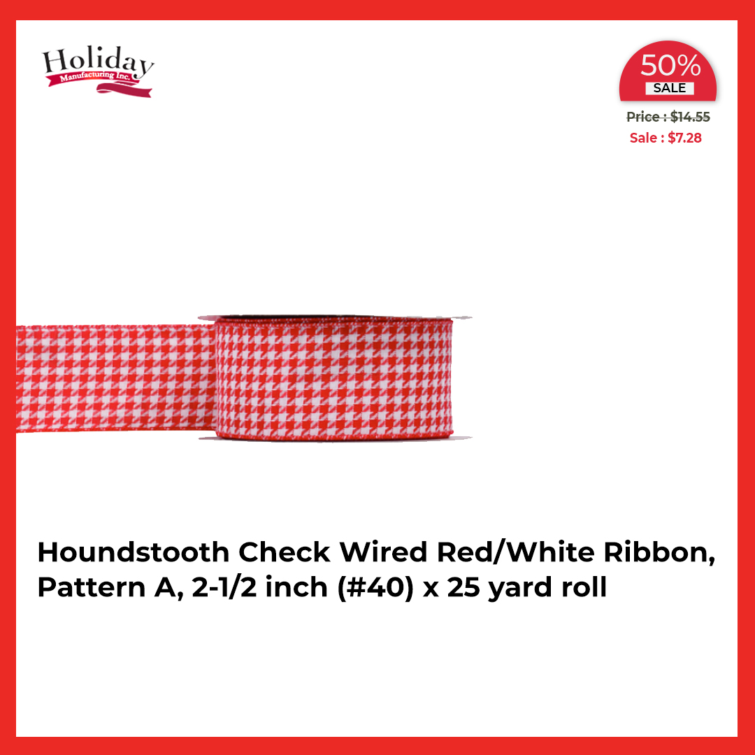 Holidaybows's tweet photo. Buy our Houndstooth Check Wired Ribbon in red and white for that added weightage to your decorations. Wrap them around the Christmas tree, it is amazing to use.
.
Flat 50%Discount!
Make an order today! https://t.co/aPCLUX3HNM
.
#ribbon #luxuryribbon #wiredribbon #goldribbon https://t.co/1i3RFe8XOa
