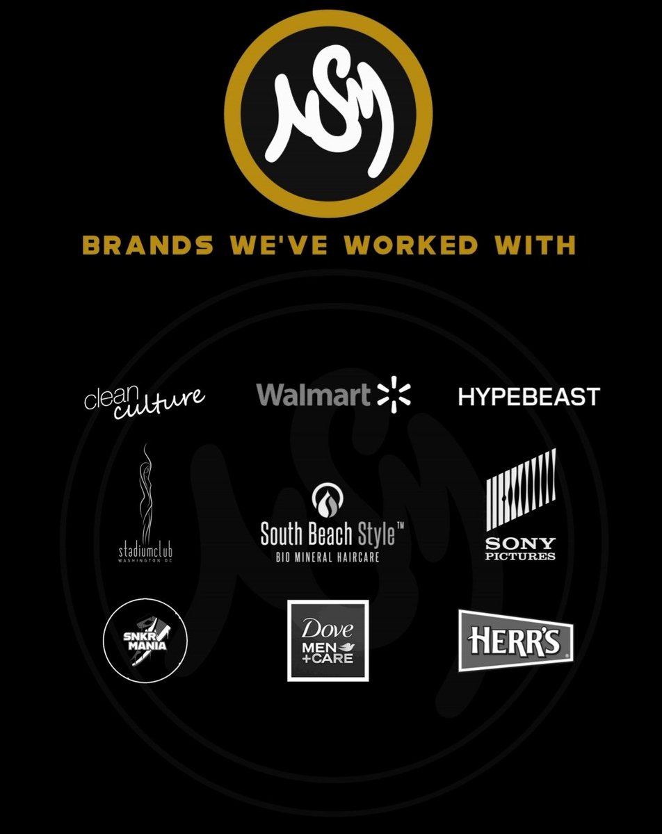 OfficialNSMent's tweet photo. Our team has worked with some awesome brands. We offer extremly affordable multi-media, production, and instagram marketing campaigns. #NSMent
Visit us๐ ๐๐ฟ https://t.co/8iTHH0TsUJ https://t.co/nHfm7Y4o20