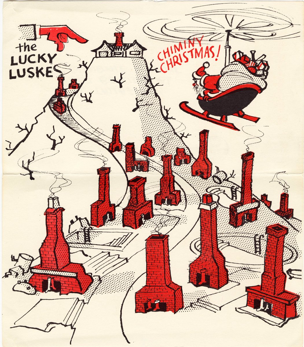 WDFMuseum's tweet photo. We are celebrating the holiday season by sharing some of our favorite holiday cards from the #WDFMVault. Designed by animator and director Ham Luske, this topical holiday card stars Santa flying his sleigh over a hill featuring only chimneys, with the exception of one. https://t.co/NxU6gcZkWi