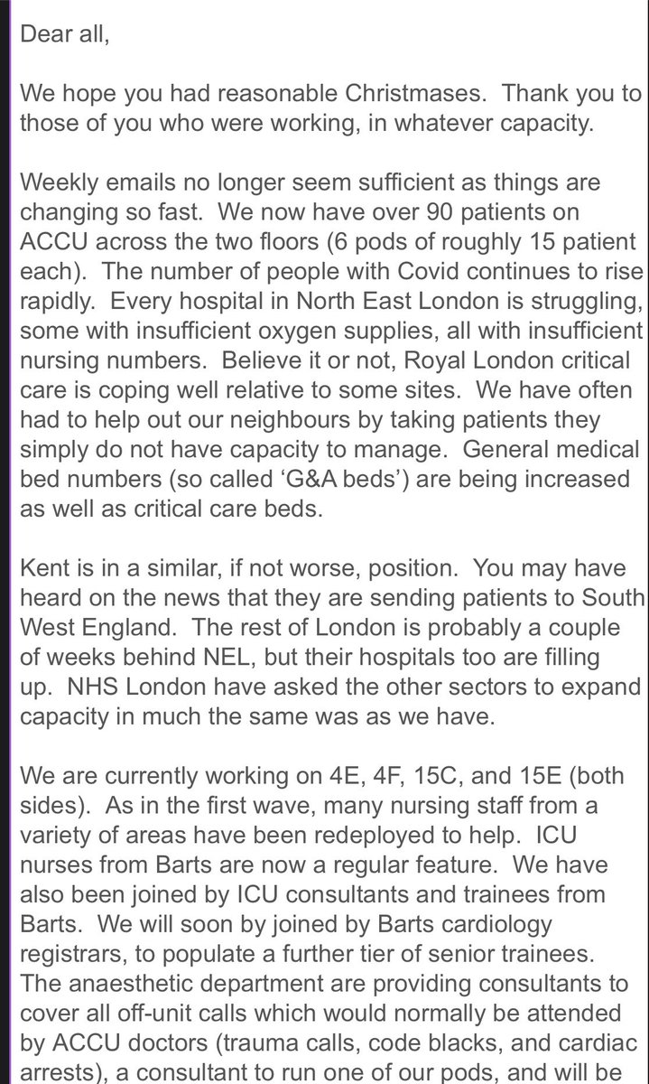 PaulBrandITV's tweet photo. Very concerning email sent out to staff at the Royal London Hospital this evening, detailing the extreme pressure the NHS is under. 

It warns “we are now in disaster medicine mode. We are no longer providing high standard critical care, because we cannot.” 

Via @JujuliaGrace. https://t.co/C9LAcPIhQd