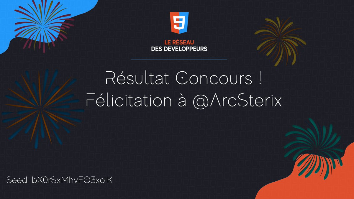 Cybricode's tweet image. 🎁 Félicitation à @ArcSterix pour avoir gagné au concours organisé en début du mois de décembre !
Tu as 24h pour venir réclamer ton lot.
#DevTimeEU