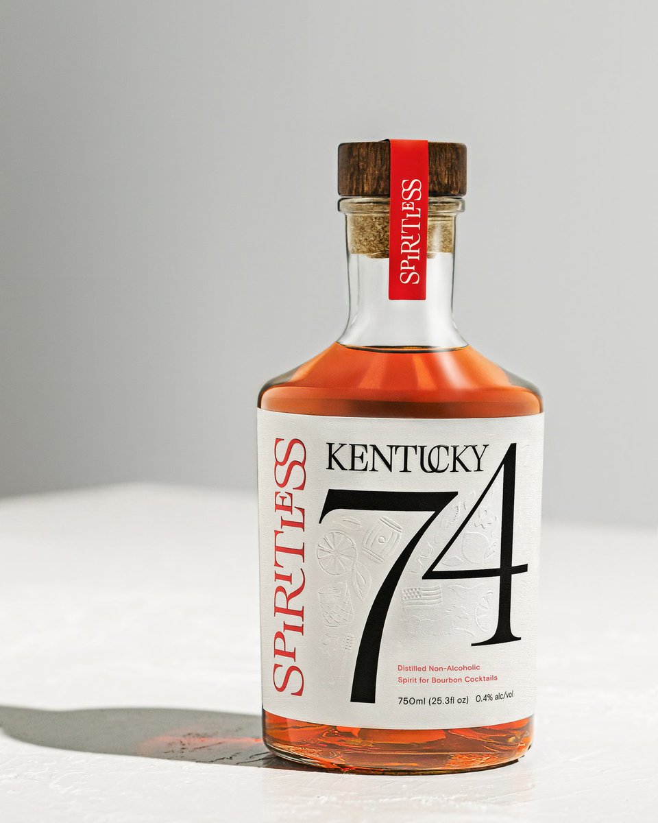 You had me at "distilled, barrel-aged," which is what  @DrinkSpiritless promises with their "Kentucky 74" non-alcoholic spirit for bourbon cocktails.