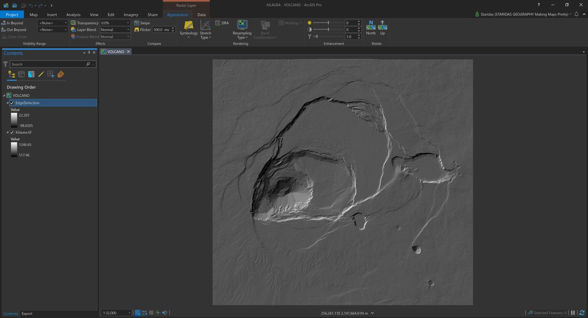 StaridasGeo's tweet image. I spend the last hours of 2020 in my corona-lockdown appartment with music and wine, writing a new blog post about how I used #EdgeDetection in #ArcGISPro to produce the shaded relief of #Kilauea volcano. I will have finished by next year I guess!