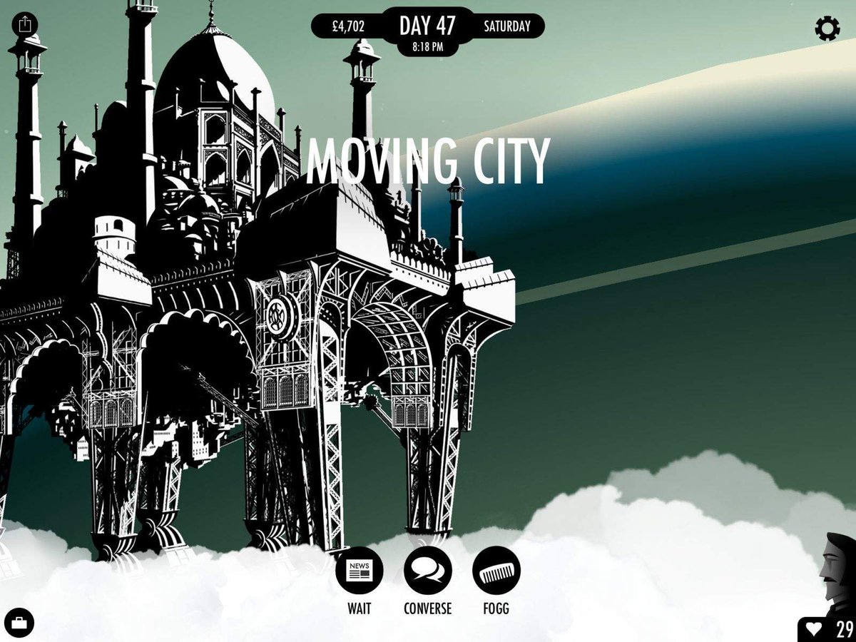 80 Days (by  @inkleStudios) - With an only passing familiarity to the original text, the story's ability to provide unexpected shifts was exciting and delightful. The mix of text for story + GUI for gameplay gave me the best of both worlds.