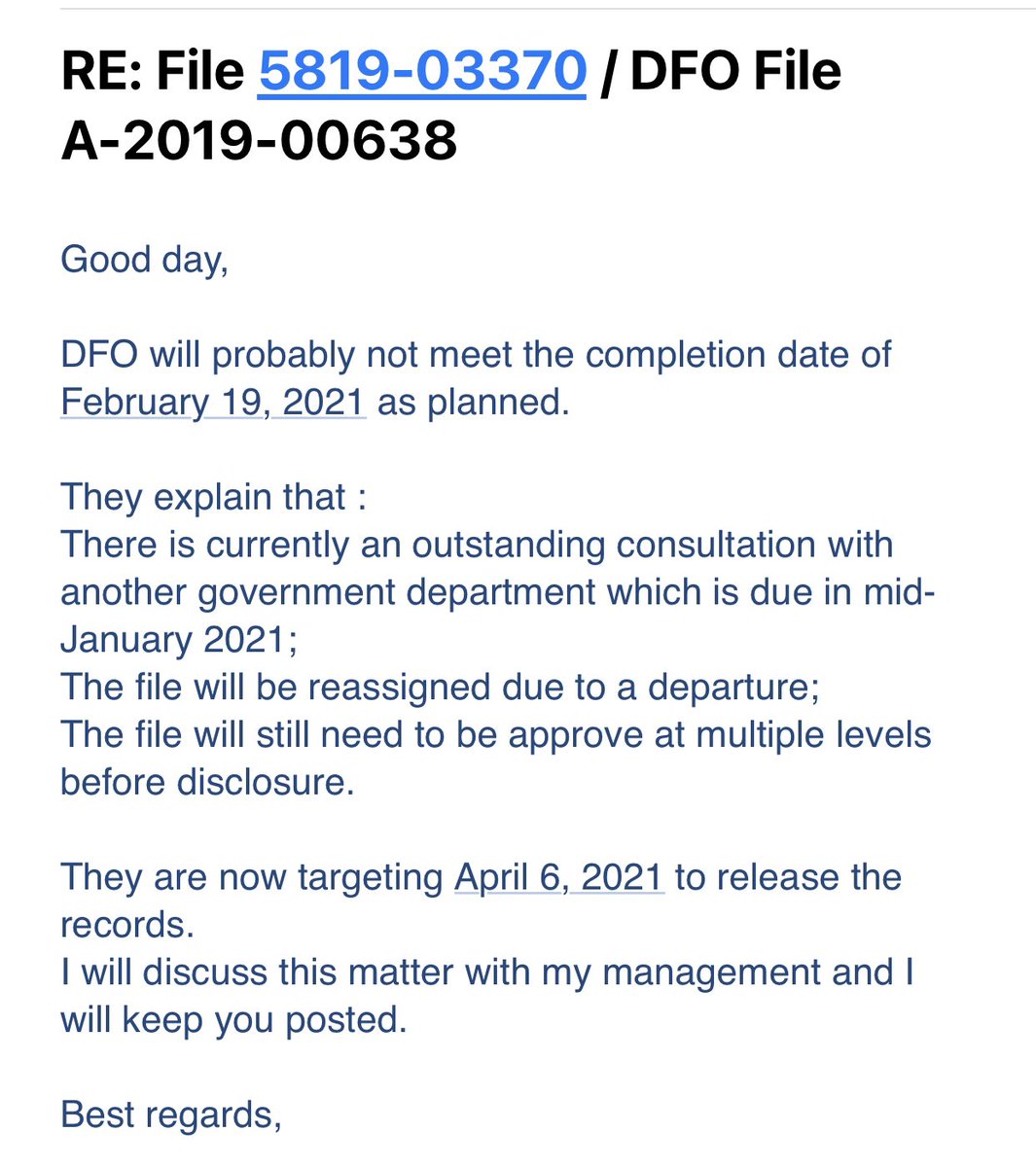 JZThinAir's tweet photo. Precisely how the Government of Canada and DFO ensures transparency, the public interest and science paid for by π¨π¦ s
Already been 15 months for this ATIP and nearly a year dealing with investigators from the office of information commissioner of Canada.
#muzzlingscientists https://t.co/xrfCmZrNrF