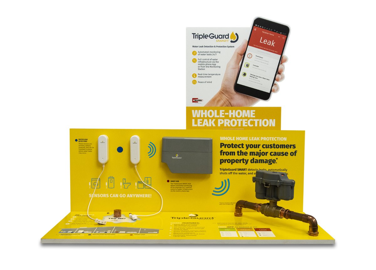 RectorSeal's tweet image. We also have TripleGuard Smart POP displays to educate customers on whole home SMART leak protection systems. Reach out to your sales rep to get one today! #smartplumbing #leakprotection #plumbing