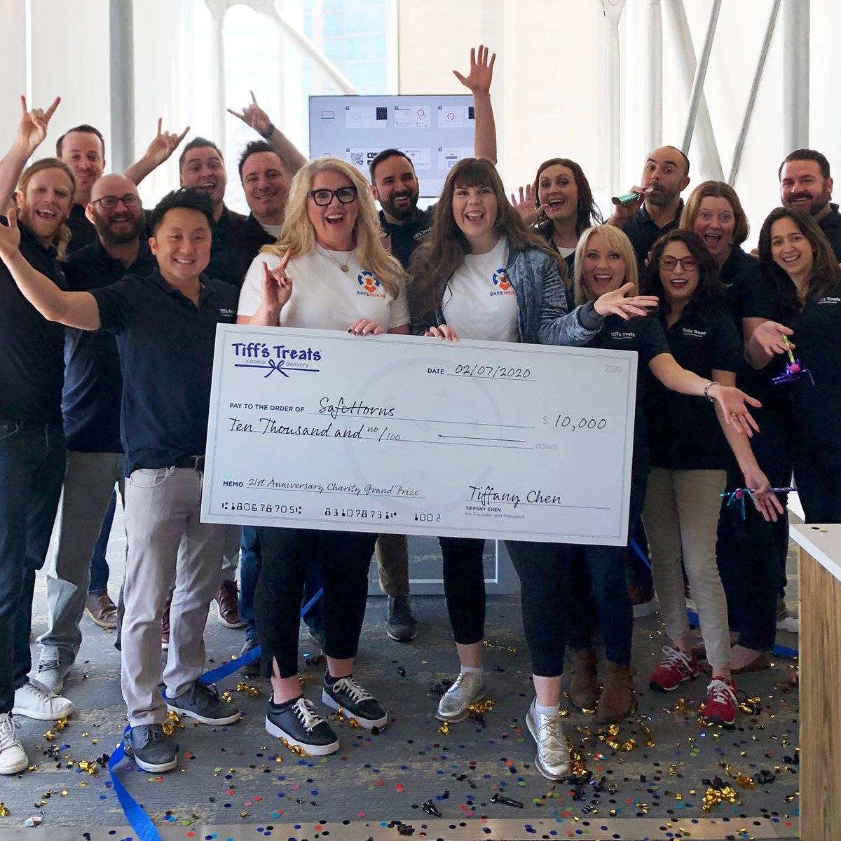 tiffstreats's tweet photo. In January, we celebrated our 21st anniversary with a charity contest, raising $27,000 for various charities, including a $10,000 grand prize to @safehorns. #TiffsTreats #2020Recap https://t.co/iBp2uqDIDl