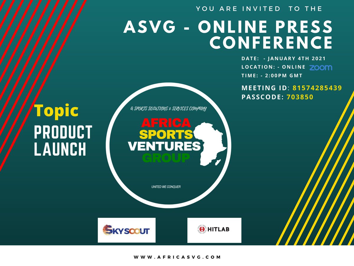 Africa Sports Ventures Group is inviting Members of the Press to an Online Press Conference on Monday January 4th at 2 PM GMT