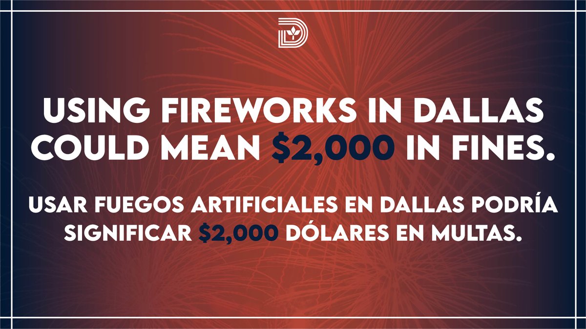 DallasPD's tweet photo. #Fireworks are not only #dangerous, but they are also illegal in the @CityOfDallas. They can cause serious injury, property damage, and could get you a $2000 fine. #StaySafeDallas https://t.co/44QUPVbG3d