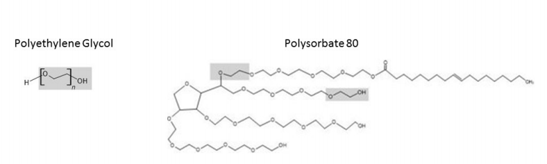 Most vaccine reactions are to the inactive ingredients. Manufacturers have gone to lengths to decrease known allergens, but ingredients such as polyethylene glycol (PEG) and polysorbate help keep drugs and vaccines water soluble.