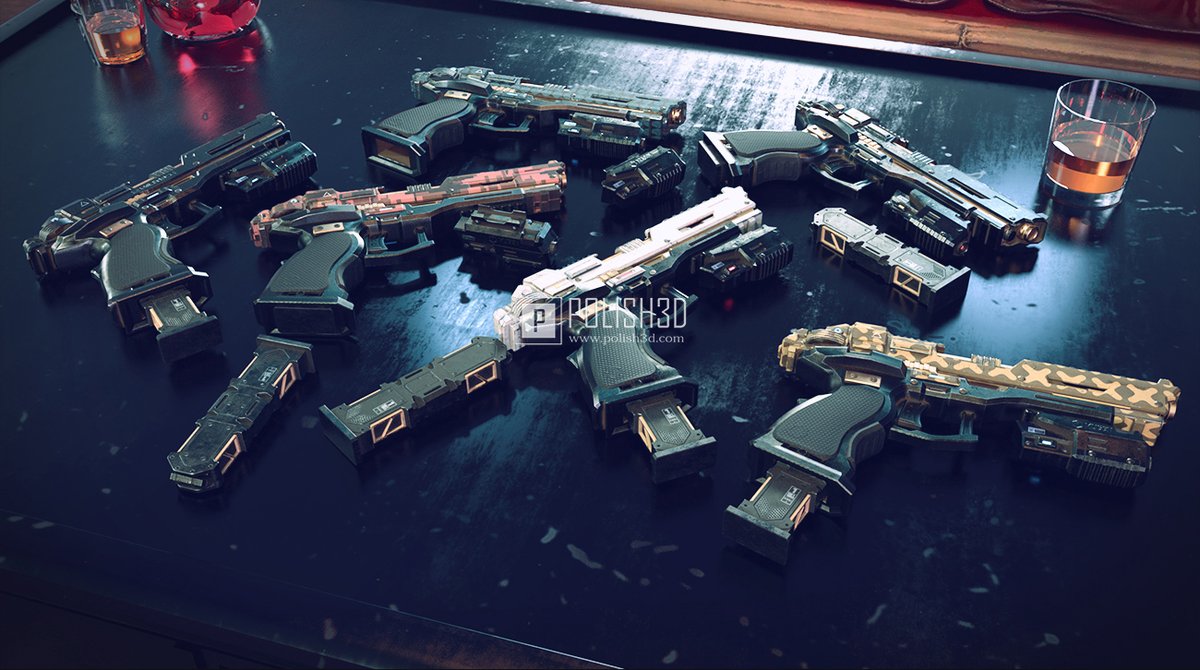 Cyberpunk pistol made in 2020.#3dart #3dmodeling #3d #rendering #cyberpunk #gun #scifi #weapon, see more in polish3d.com