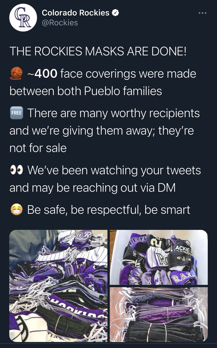 • Feed the Rockies and Charity Night were huge projects and great successes with far too many people to thank• The homemade mask project was  @LjAcs’ great idea that blossomed into something special• Proud of how we shared stories and supported social justice movements