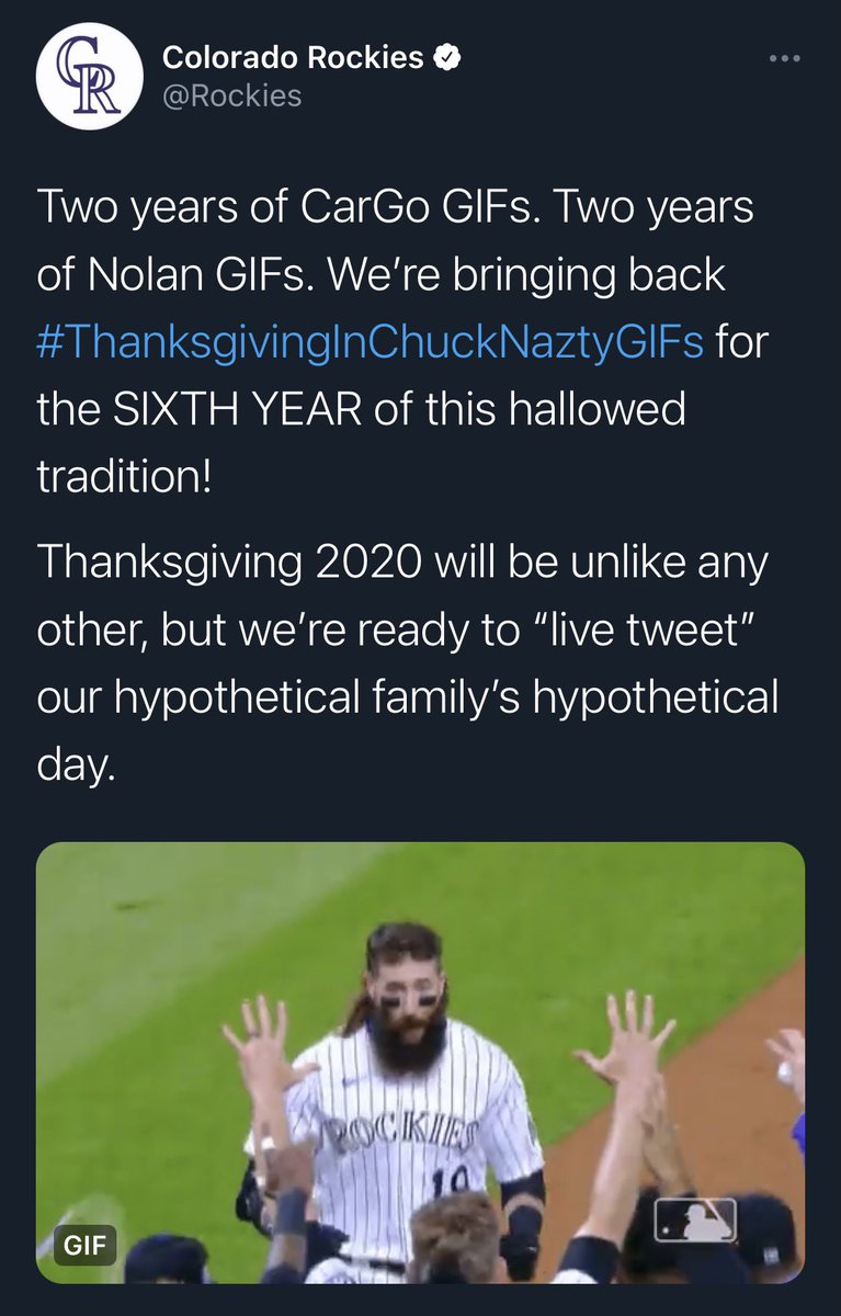 • Our annual hypothetical family Thanksgiving live tweet is always one of my favorites• The RockiesVision crew crushed the “Love Actually” holiday video• Christmas lineup cards were fun and I got to do it with my family• Club Zoom call was a different way to end it all