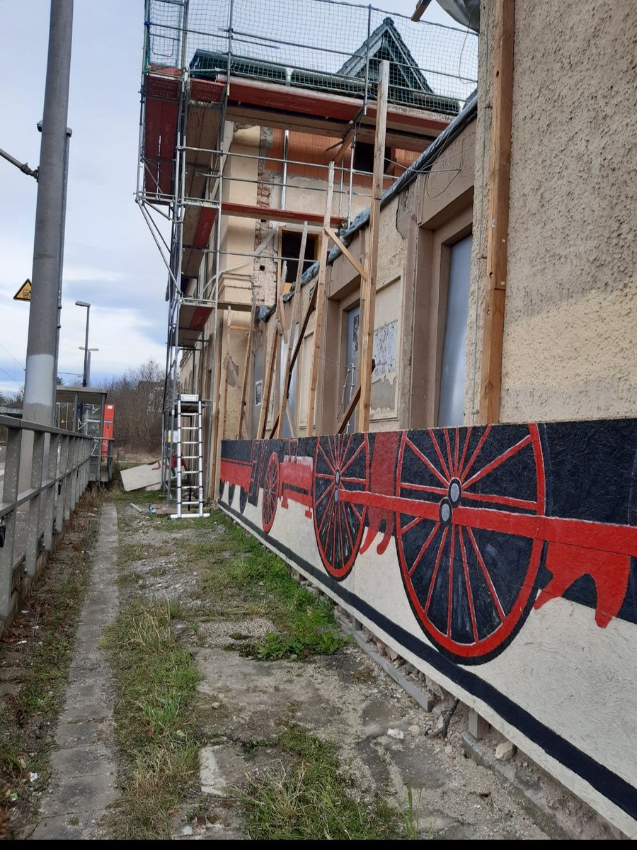 There was a mild hurricane in Germany and we had to take our locomotive mural down because the boards were trying to fly
