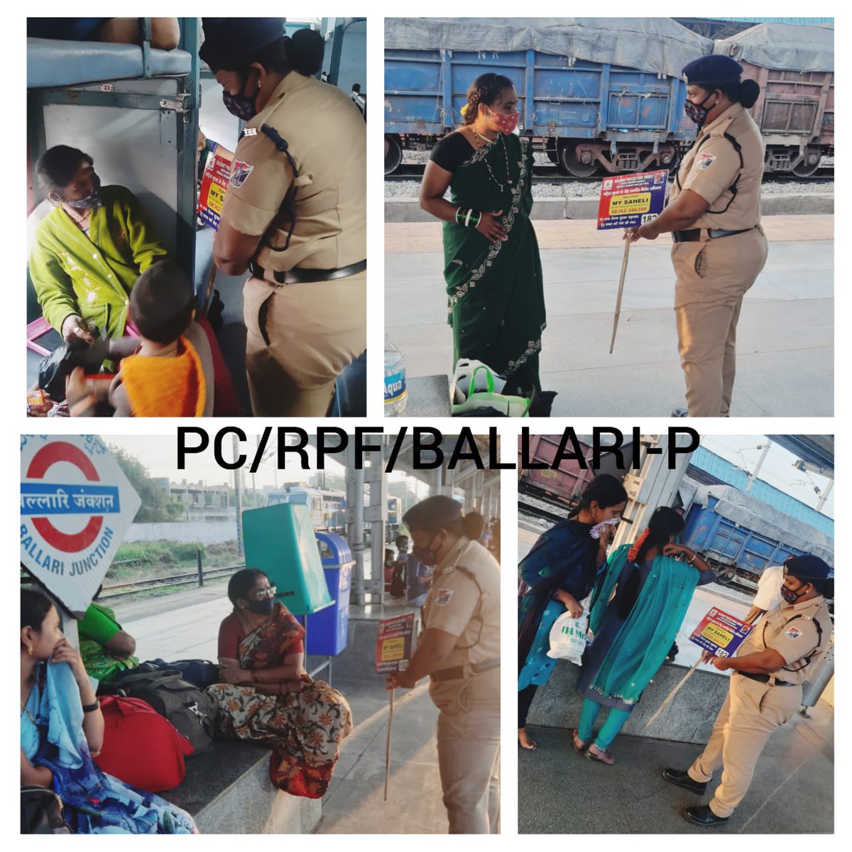 InspectorBAY's tweet photo. On 31.12.2020, Conducted 
 awareness by meri saheli team of BAY post in https://t.co/piaHeTJswv.07226, sensitize passenger about security helpline 182 and also  about preventive measure to be taken in this pandemic situation of COVID-19.
@DSC_RPF_SWR_UBL @RPF_INDIA @drmubl https://t.co/dv3NOJypD8