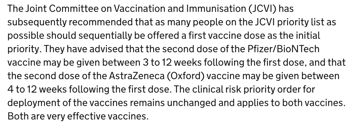 I've been seeing a lot of discussion around the dosage gaps recommended by government for the Astra/Oxford & Pfizer/BioNTech vaccines. My thoughts on the potential benefits & risks of such an approach, and the need for much greater transparency around these decisions. Thread.