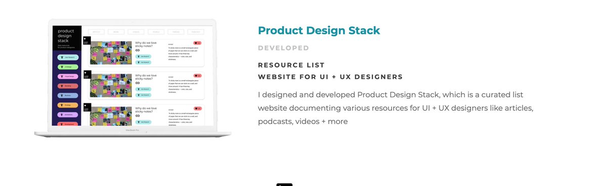 2021List: Maker:  @verasemily  What did they make:  http://www.productdesignstack.com/ Bullish: Using  @webflow and  @Jetboostio and other no-code tools to add value in product design. Pushing the boundary of doing product design with no-code