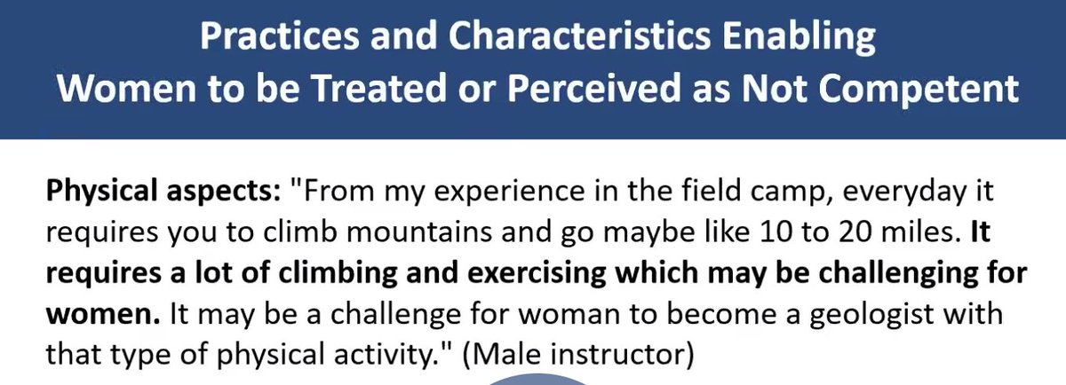 It is tough to read about *current* field camp experiences of sexism. Julie Sexton's  #AGU20 talk provide insights and hints at how we can better move forward. https://agu.confex.com/agu/fm20/meetingapp.cgi/Paper/711454