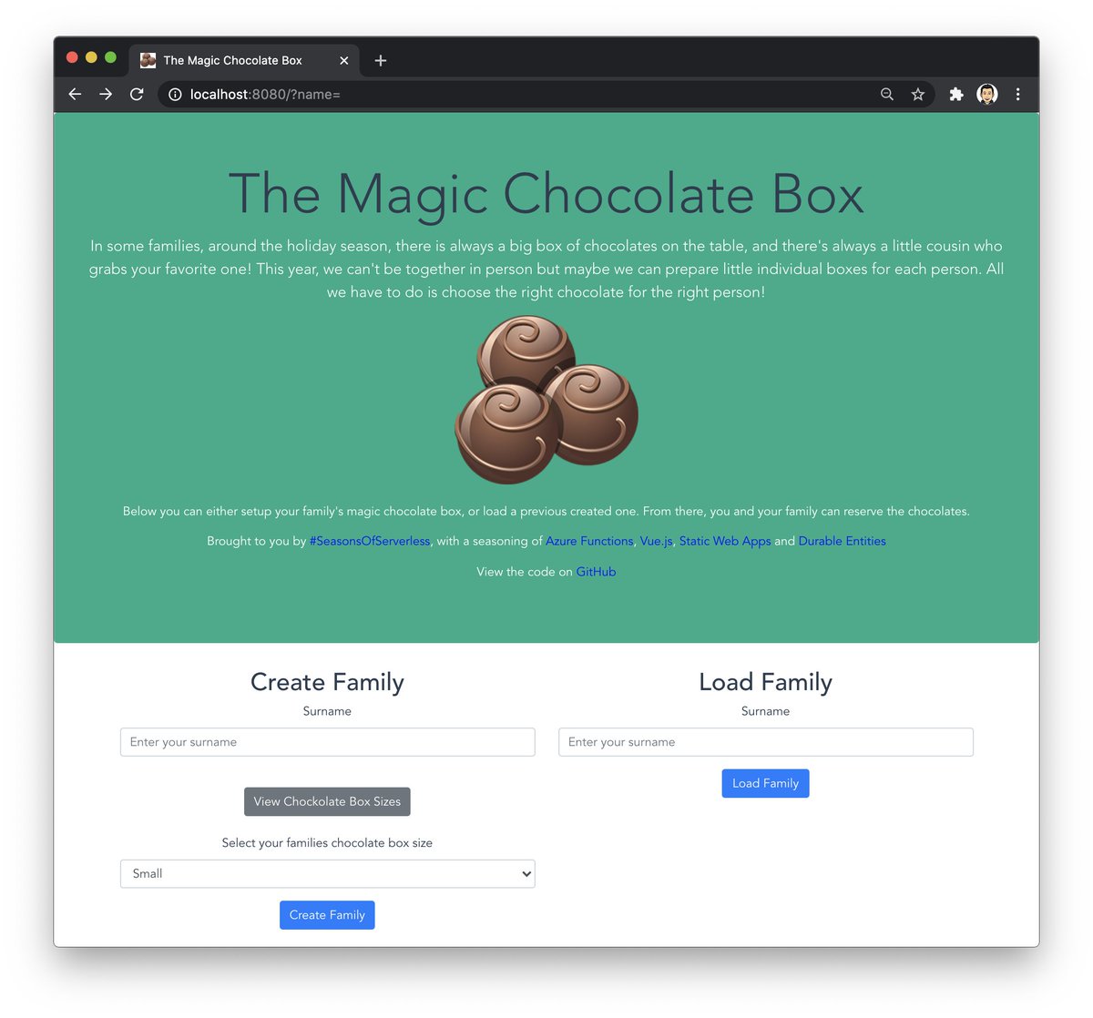 stuartleaveruk's tweet photo. Week 6 of #SeasonsOfServerless explored 🇫🇷 &amp; the sharing of chocolates. Durable Entities, which are a part of @AzureFunctions, were used to remember peoples selections.

Try it out - https://t.co/BABiuqjdFK
The Code - https://t.co/iU5Wep5I54

#Azure #Serverless @azureadvocates https://t.co/yJnZg8ybFx