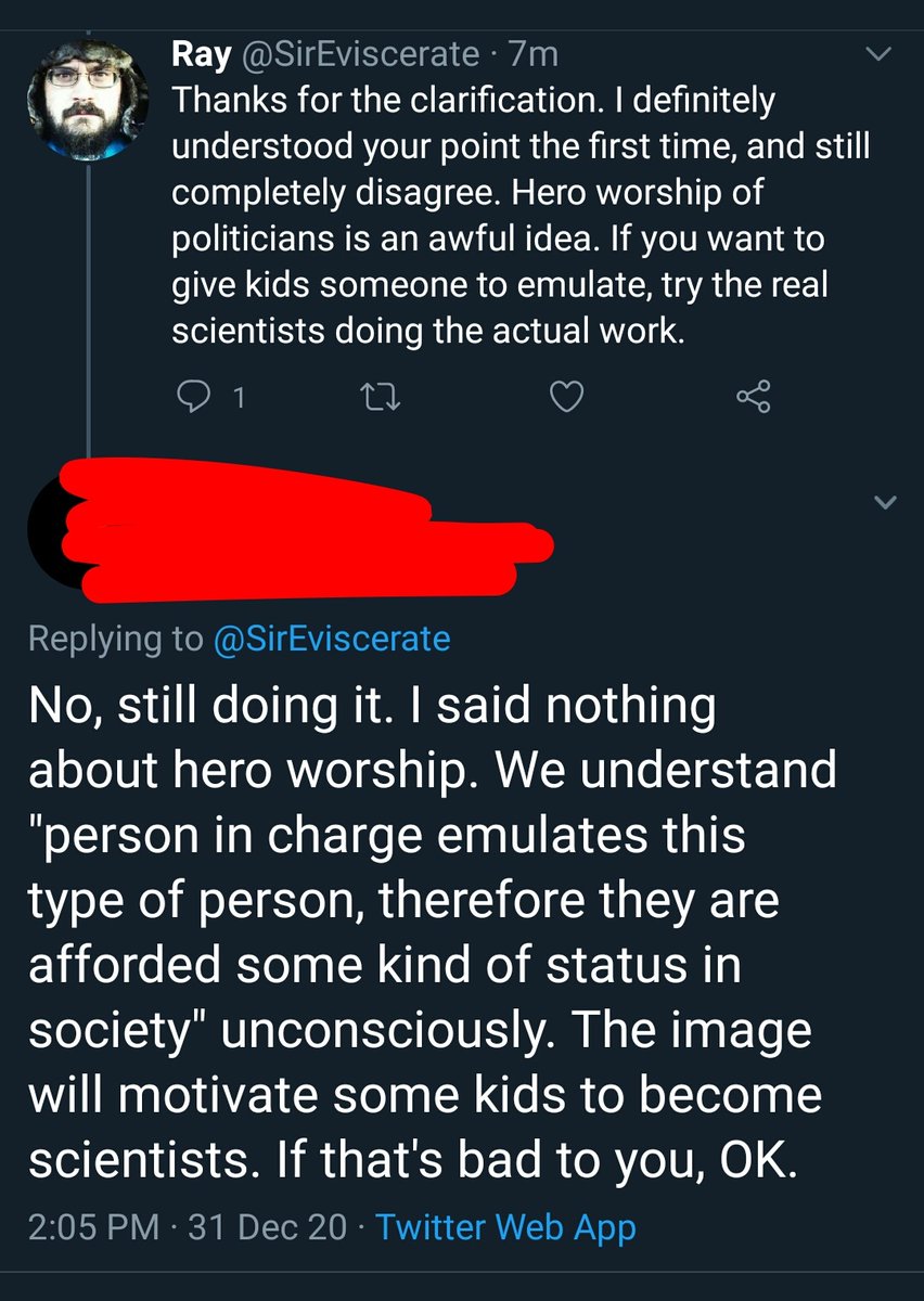 Telling kids "everything the leader does is good and right" is how we get cults and fascists.These people aren't taking photos to make scientists look good. They're using the reputation of scientists to make themselves look good.