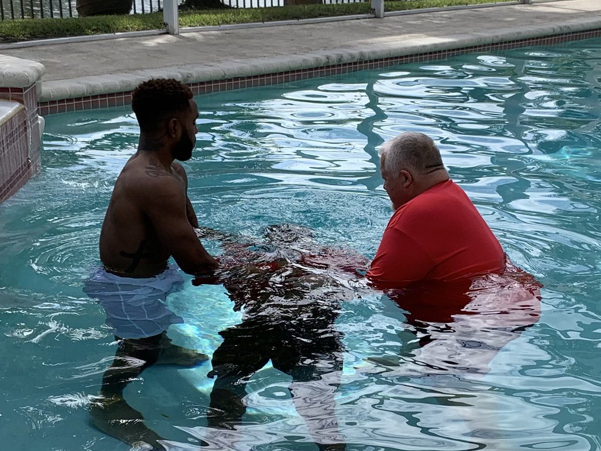 So blessed to baptize Sean Moore <a href="/godgreat8/">God Great</a> in my pool today with his brother Elijah <a href="/e_moore03/">Elijah Moore</a> helping. Love these guys so much and proud of them. Excited about the future for both of them. God is good!