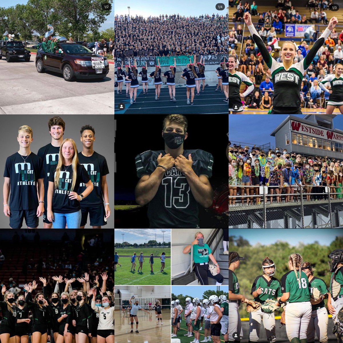Instagram top 9 for the year... 1. Drive by graduation 🎓 2. Missing student sections ☹️ 3. Cheer comp 📣 4. Iron Cats 🐾 5. Conway 💪🏼 6. Welcome back 👏🏼 7. Great volleyball season 🏐 8. Back with masks 😷 9. Teamwork 🤝