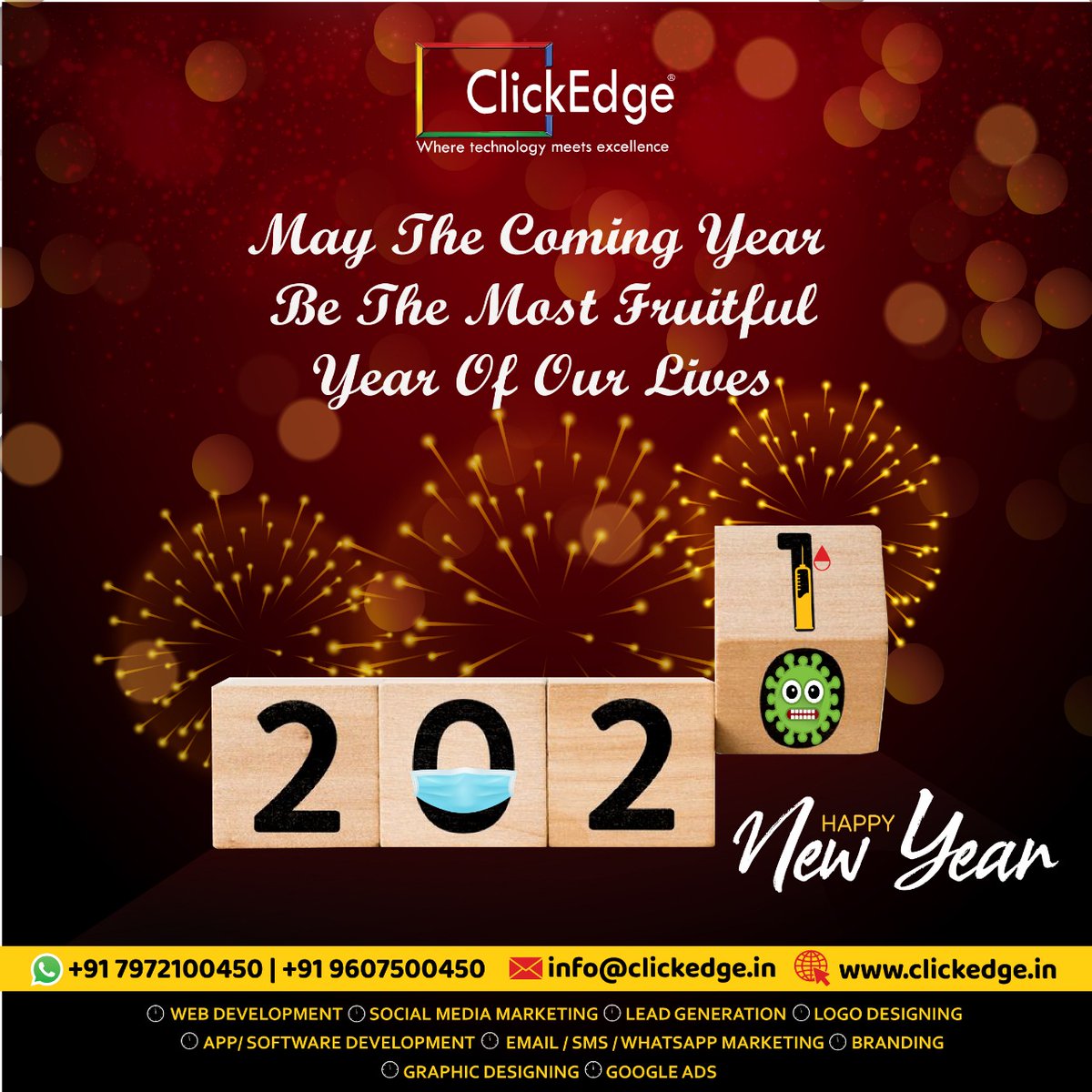 ClickedgeL's tweet photo. "Dawai bhi aur Kadaai (caution) bhi'
Mantra for the year 2021
Happy New Year

#HappyNewYear2021 #2021makeawish #GoodBye2020 #HappyNewYear #dawaibhikadaaibhi #mantra2021 #DigitalMarketing #clickedge #Pune https://t.co/5nfihC4JJD