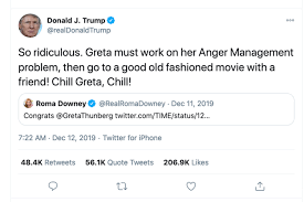 Alexander_Shaq's tweet photo. The best part about 2020 was Greta Thunberg get revenge on Donald Trump for his comments about her last year. 

Karma's a comeback Twitter roast. https://t.co/yOdhOhmVT5