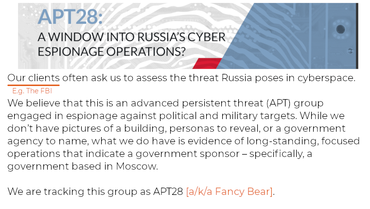 With "RU hacks" sending the cy-paparazzi into a frenzy it was a great time for FireEye to publish the very first report on Fancy Bear. Kyiv would have been delighted when they won "Russia's" first hacking Oscar. No-longer just assholes, but *Advanced Persistent Threat #28.*