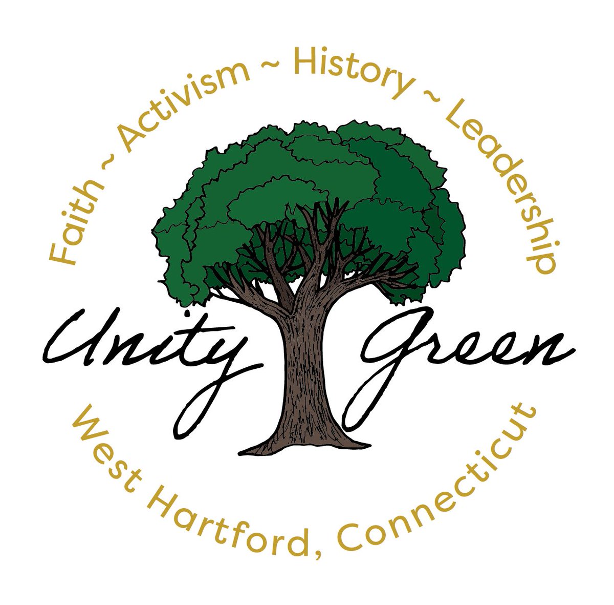 CPCWH's tweet photo. A huge shout out to @GavalisJill for this amazing logo. She took the vision and free-handed the tree and brought it to life. Thank you to First Church WeHA for your continued commitment to justice and equity! #weha #cpcwh #unitygreen #faith #activism #history #leadership https://t.co/WOmnNektxX