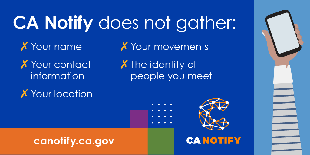 Use your phone. Help save lives. Sign up for #COVID19 exposure notifications to know when you come in contact with someone who tested positive for COVID. #CANotify CAnotify.ca.gov