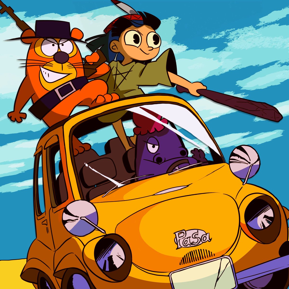 ガンゴラに上が開く車に乗って欲しい絵 ガンとゴン かおりゅのイラスト ガンゴラに上が開く車に乗って欲しい絵 ガンとゴン かおりゅのイラスト