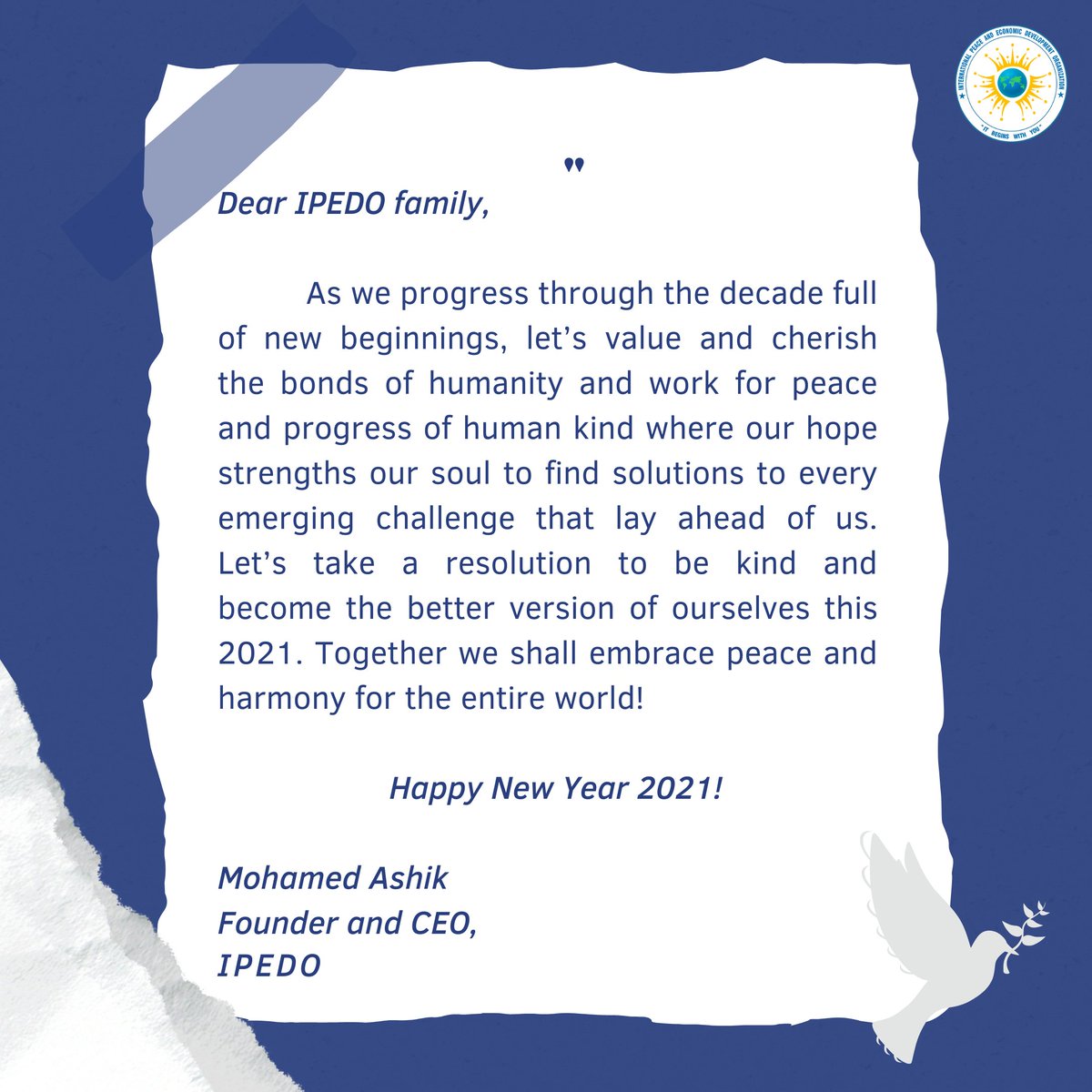ipedoofficial's tweet photo. A Message for 2021 | Happy New Year 
#Message #HAPPYNEWYEAR2021 #Happy2021 #NewYear2021 #NewYear #Peace #Life #2020Ends https://t.co/bUEVzJkSPF
