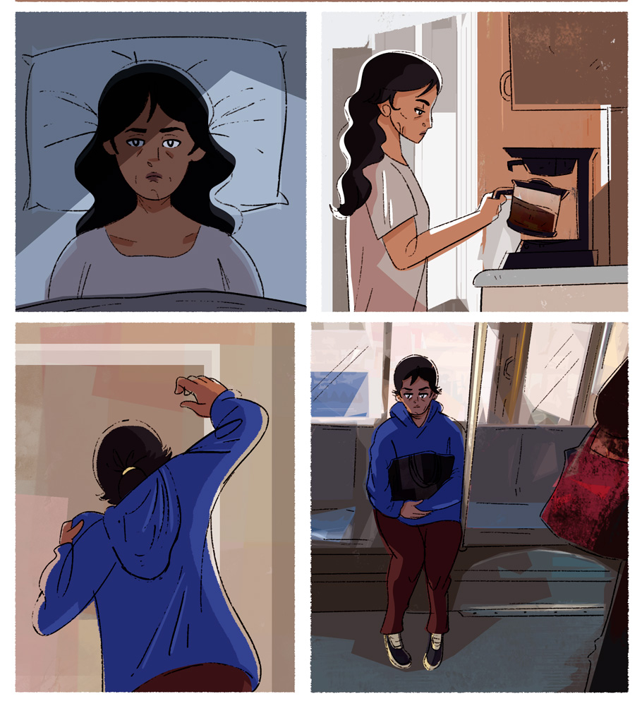Some panels from a graphic novel pitch. I have to redo the pages and I decided not to go with this art style in the end, but I did like these particular panels, figured I'd share them ? 